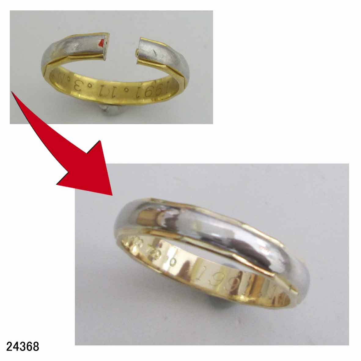 24368K18プラチナ結婚指輪サイズ直し 24368
