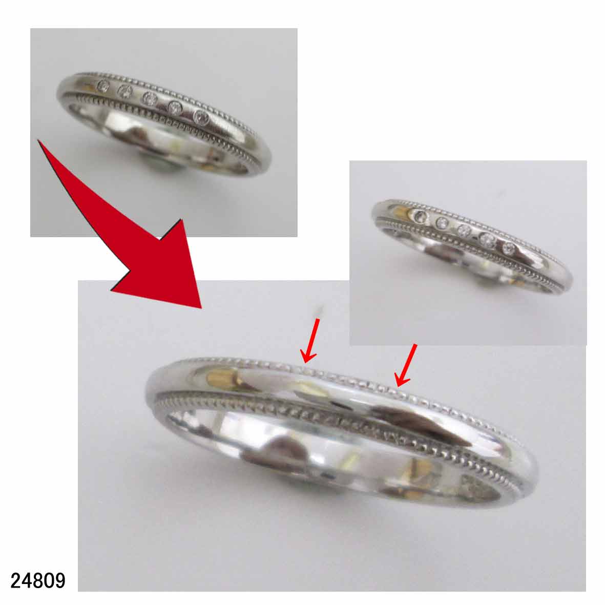24809ヨンドシープラチナ950結婚指輪サイズ直し 24809