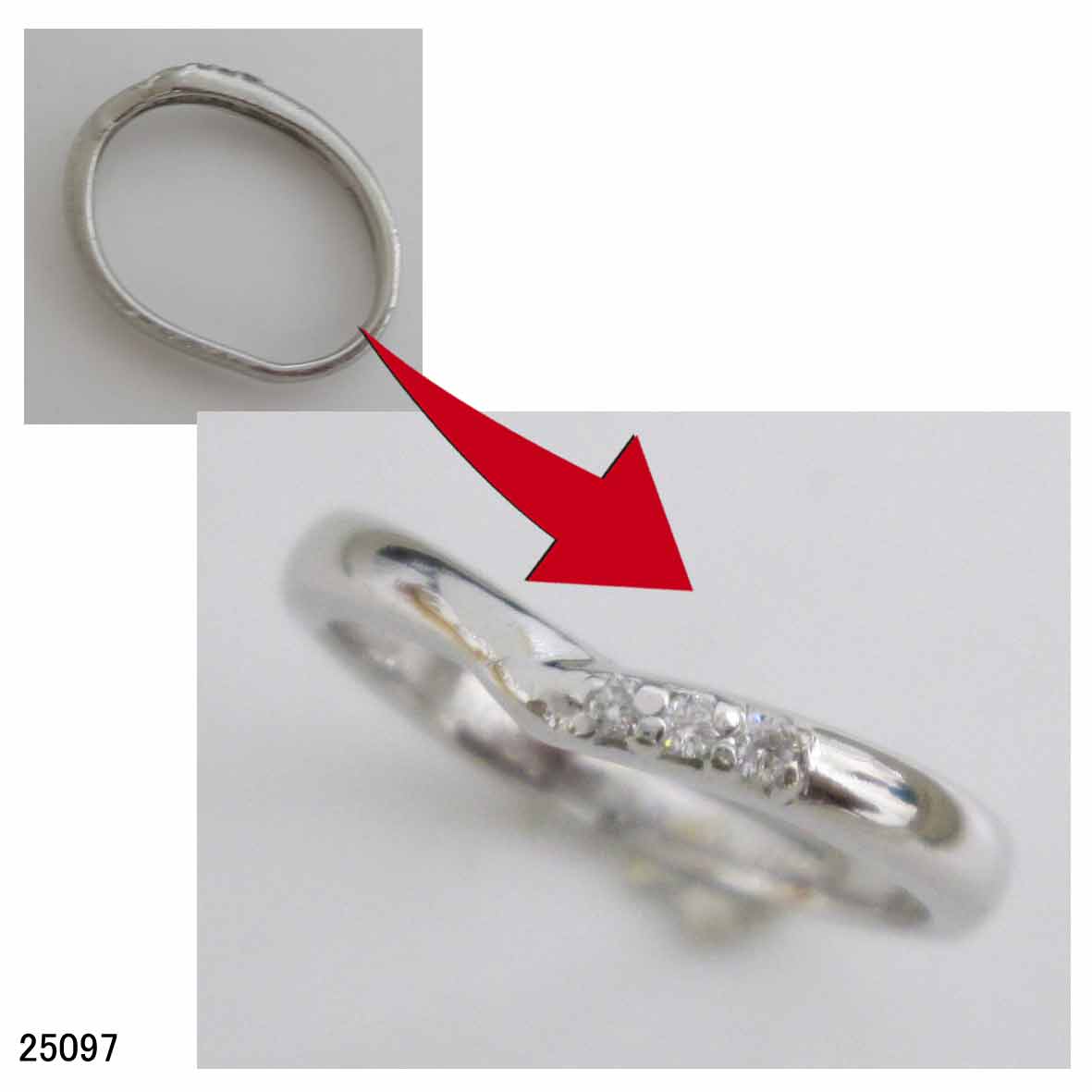 25097プラチナ結婚指輪変形直し 25097