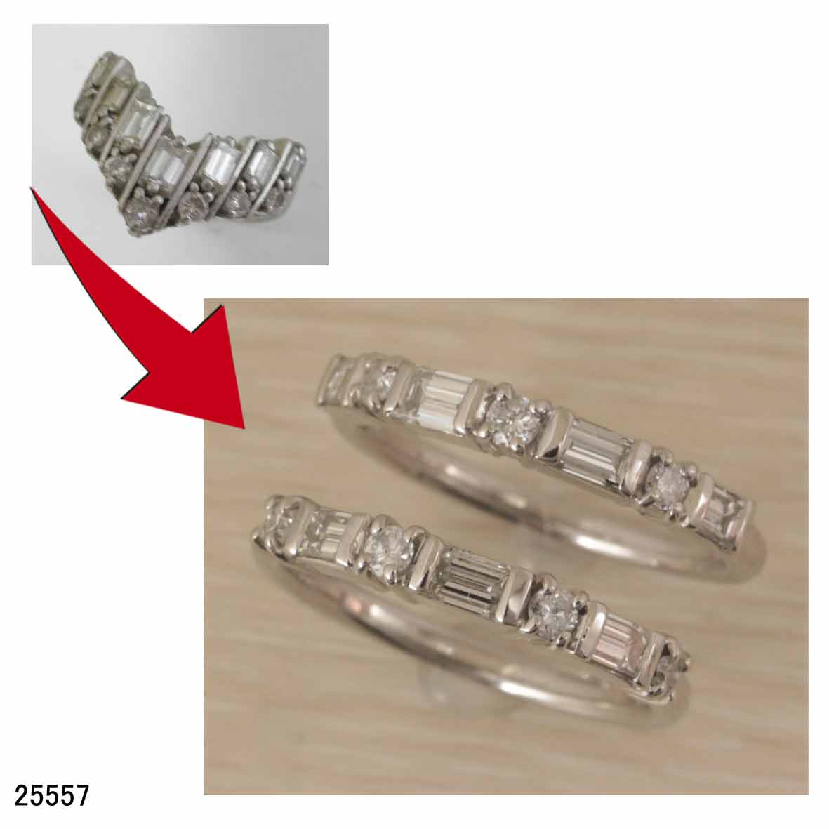 25557プラチナダイヤVリングエタニティリングリフォーム 25757fb