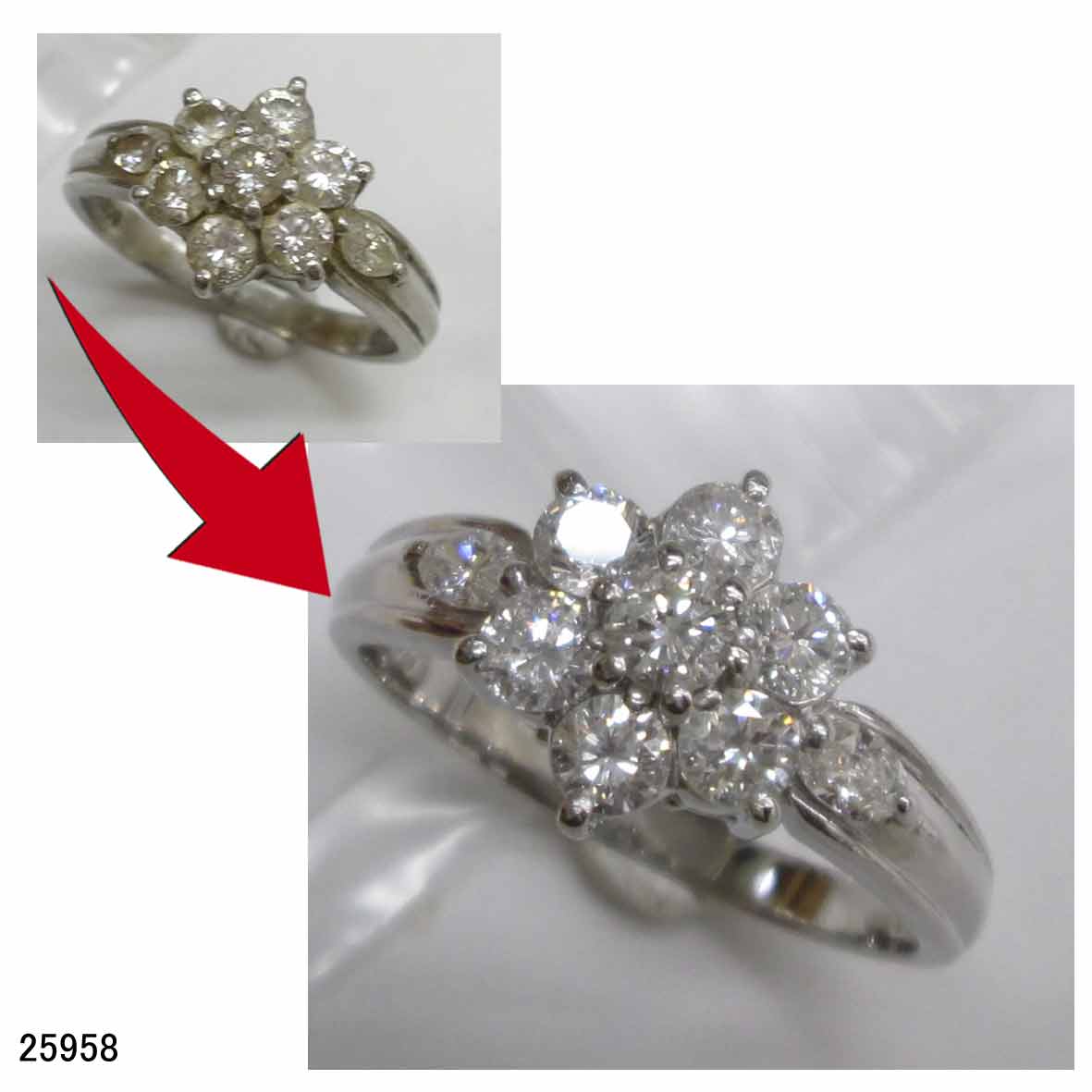 25958プラチナダイヤリングサイズ直し 25958