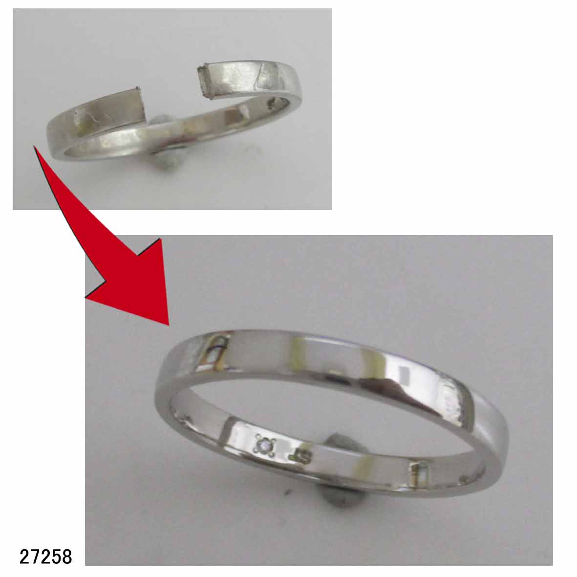 27258Pt998結婚指輪切断修理サイズ直し 27258