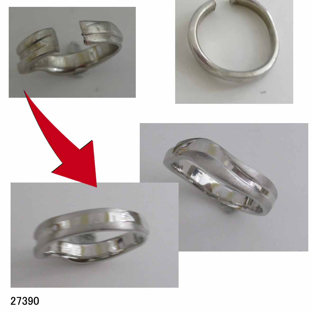 27390Pt950ニワカ結婚指輪サイズ直し 27390