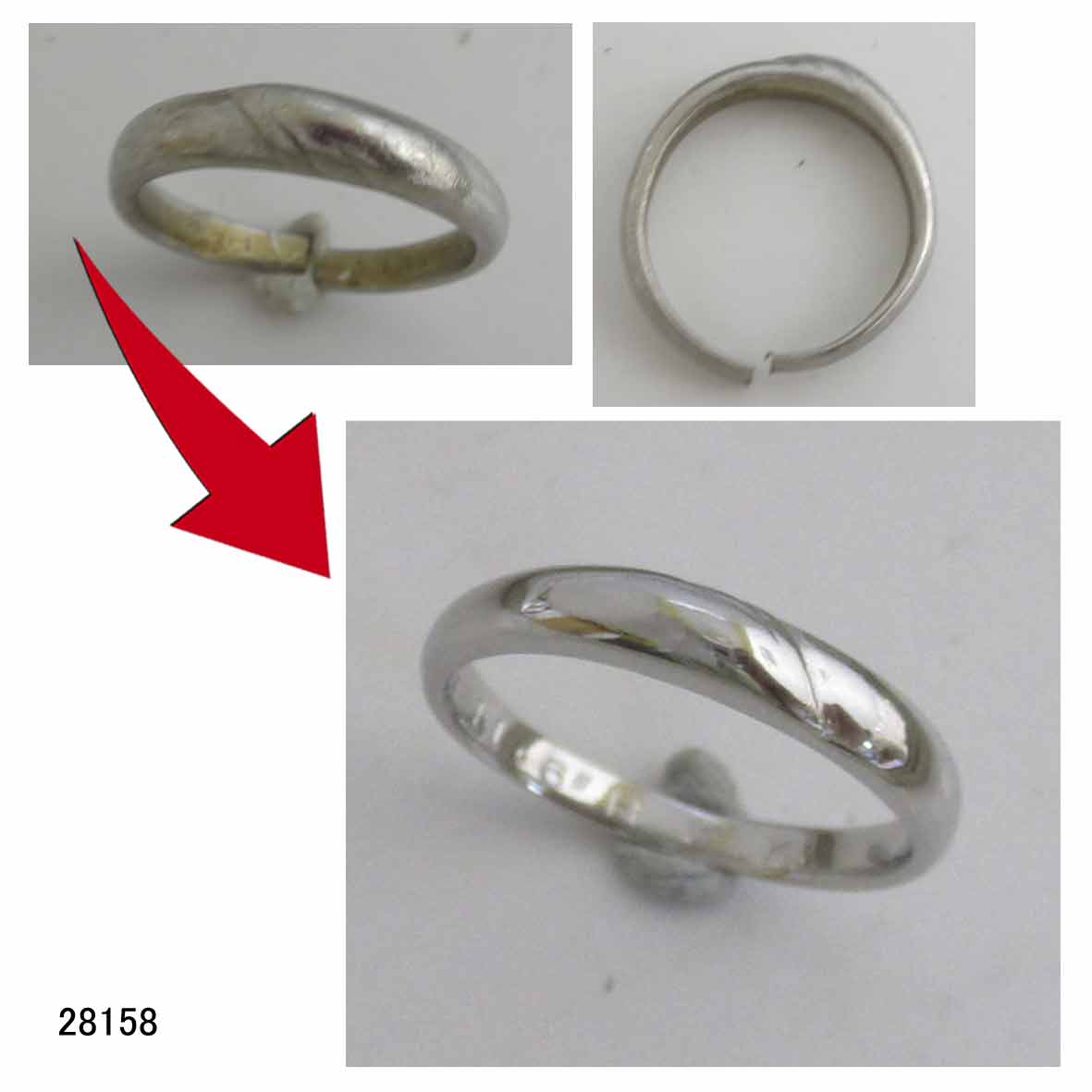 28158プラチナセリーヌ結婚指輪切断修理サイズ直し 28158