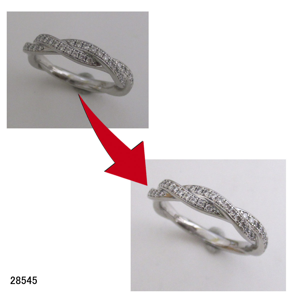 28545Pt950ダイヤ結婚指輪サイズ直し 28545