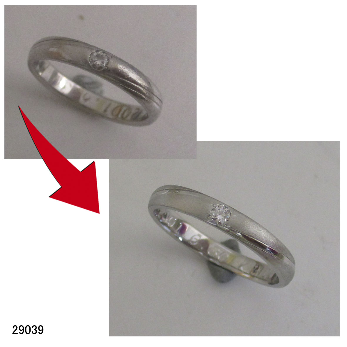 29039Pt1000パイロット社製結婚指輪サイズ直し 29039