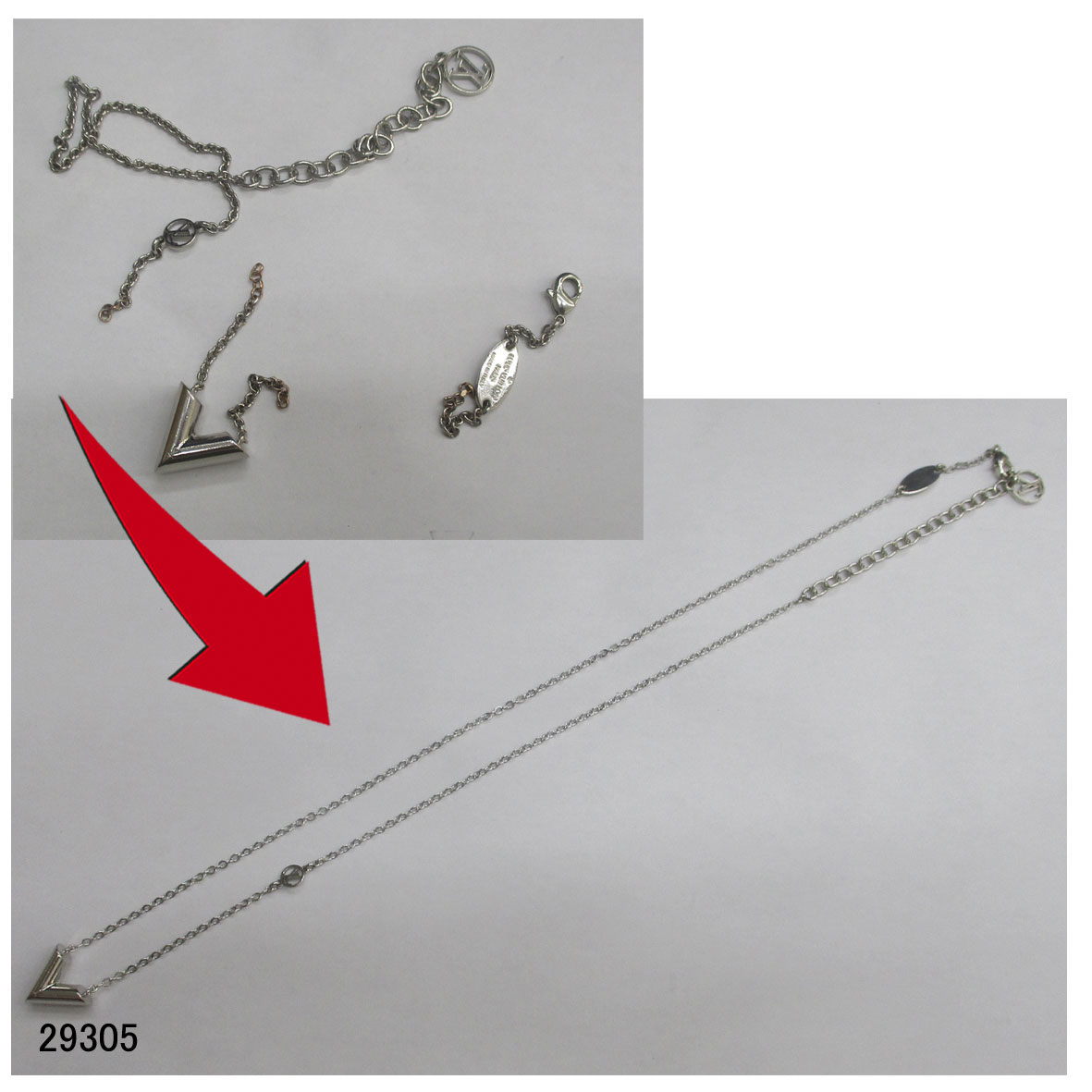 29305ルイビトンネックレスチェーン交換修理 29305