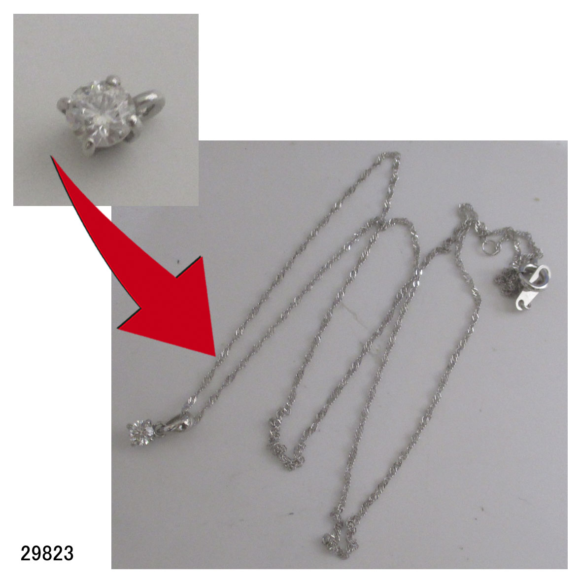29823Ptダイヤプチネックレスバチカン加工 29823