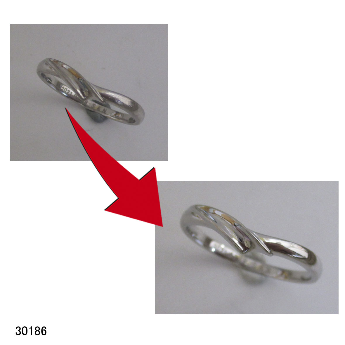 30186Pt900結婚指輪クリーニング仕上げ 30186