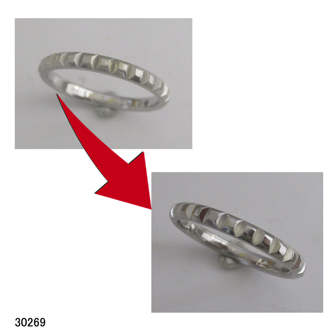 30269 Pt950ブシュロン結婚指輪サイズ直し 30269