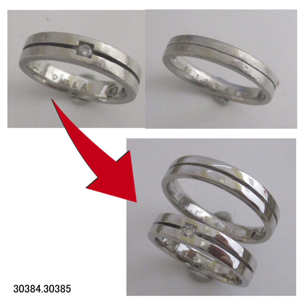 30384,30385Pt結婚指輪サイズ直しクリーニング