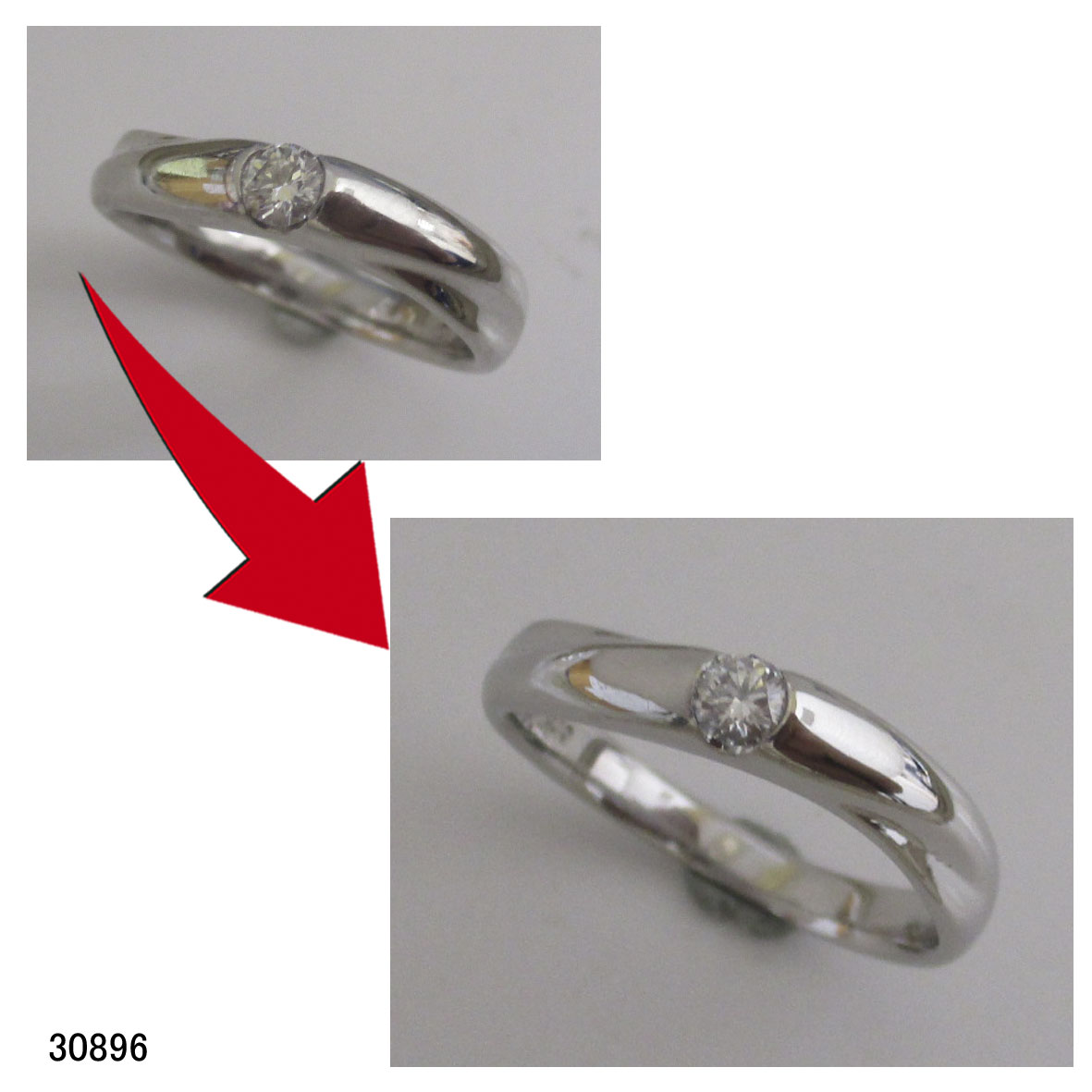 30896Pt1000パイロット社製ダイヤ結婚指輪サイズ直し 30896