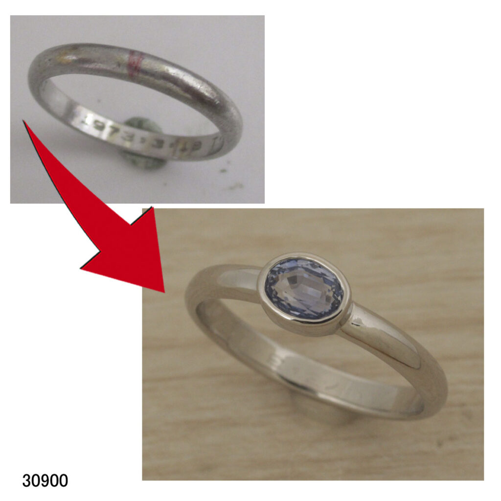 30900Pt1000結婚指輪サファイアリングリフォーム