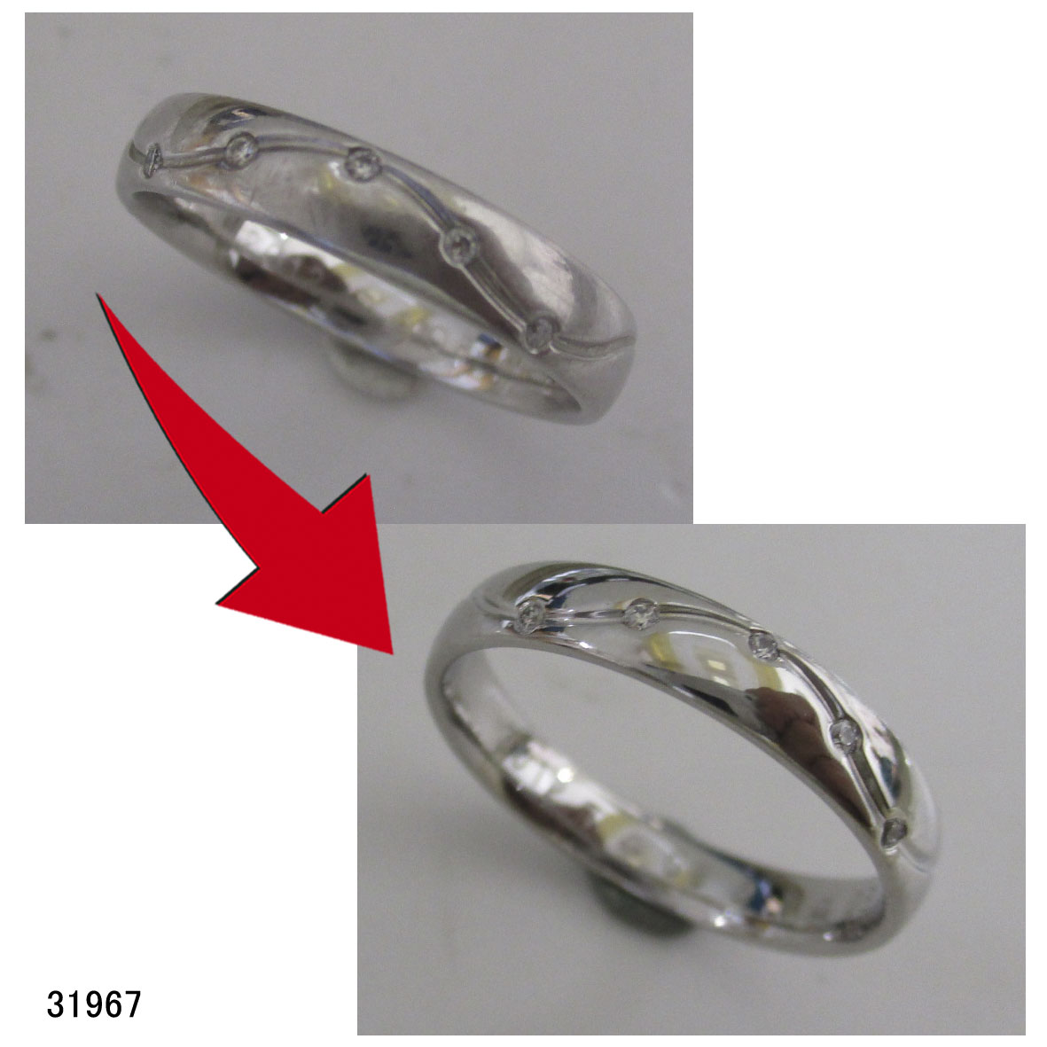31967Pt950ダイヤ結婚指輪サイズ直し 31967