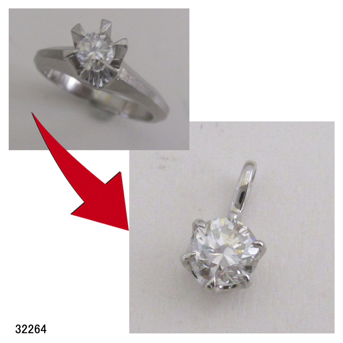 32264Ptダイヤペンダントリフォーム 32264