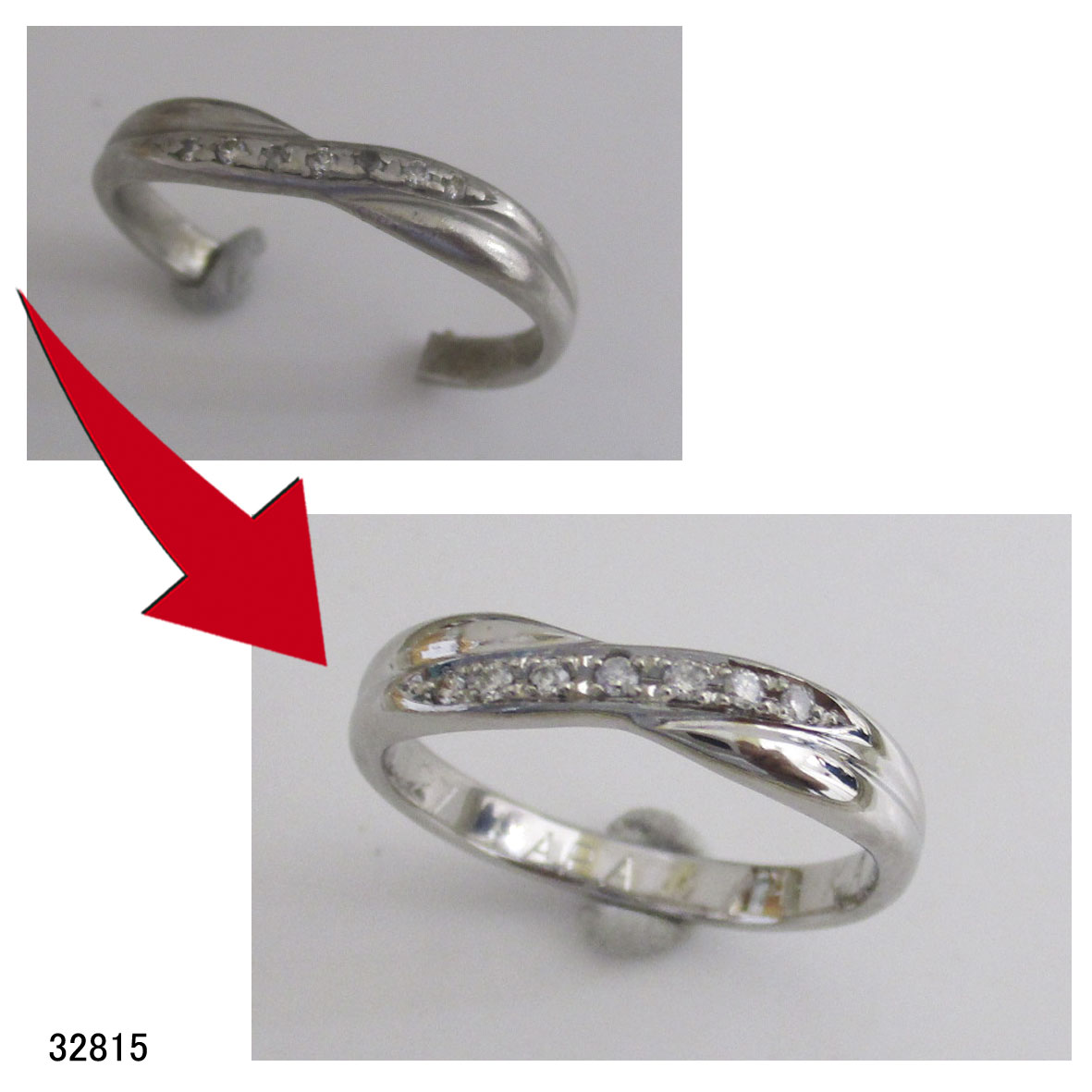32815Pt1000パイロット社製結婚指輪切断修理サイズ直し 32815
