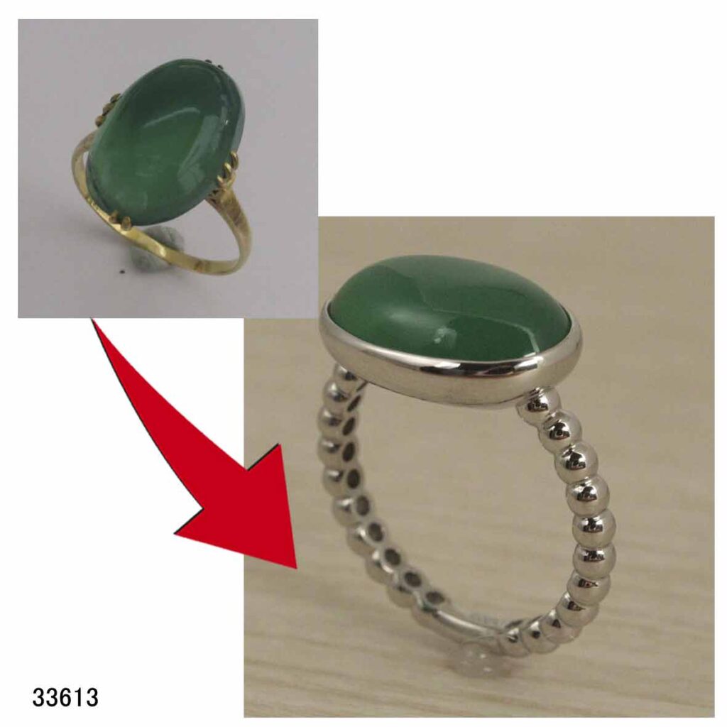 33613Pt緑石リングオーダーリフォーム