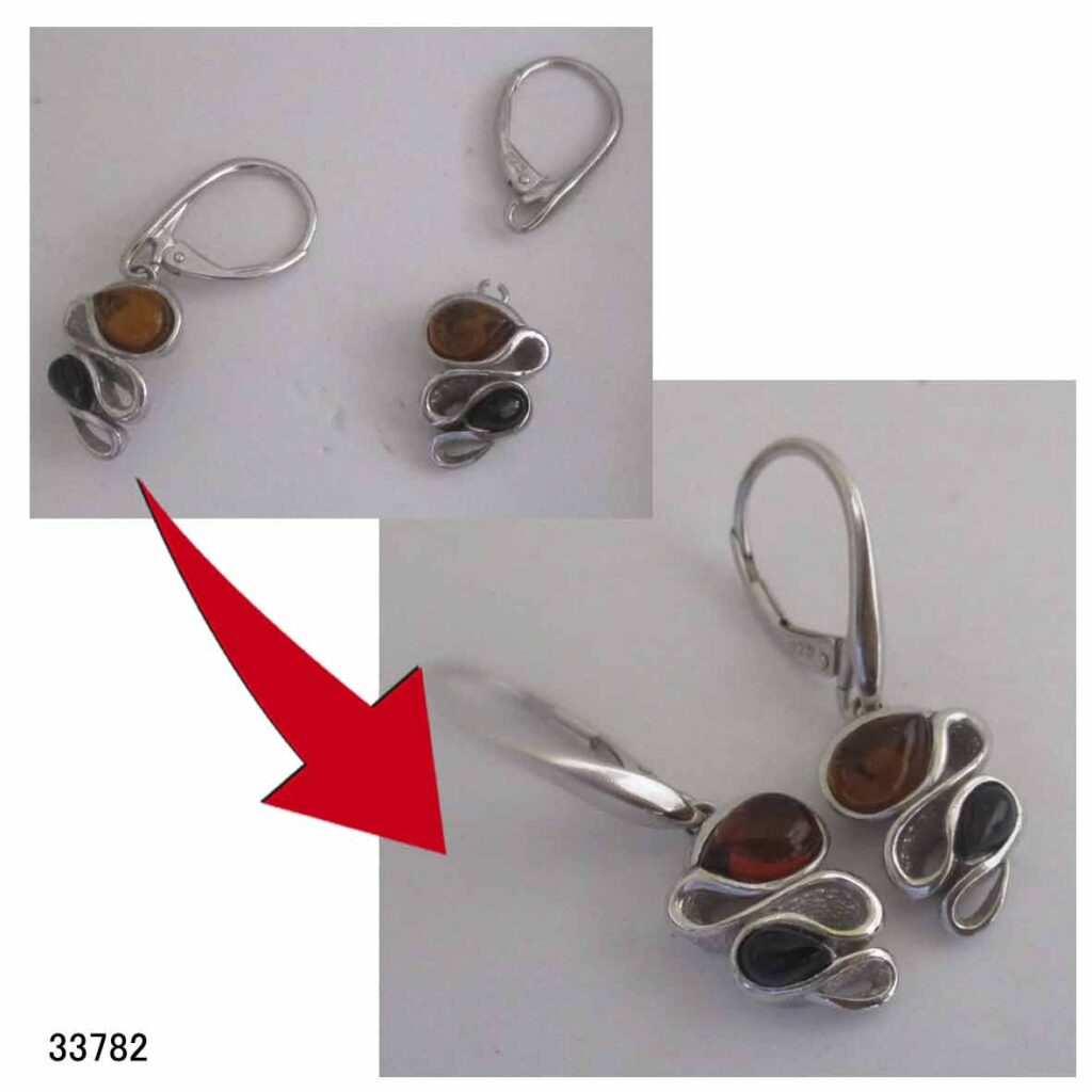 33782シルバーコハクピアス修理