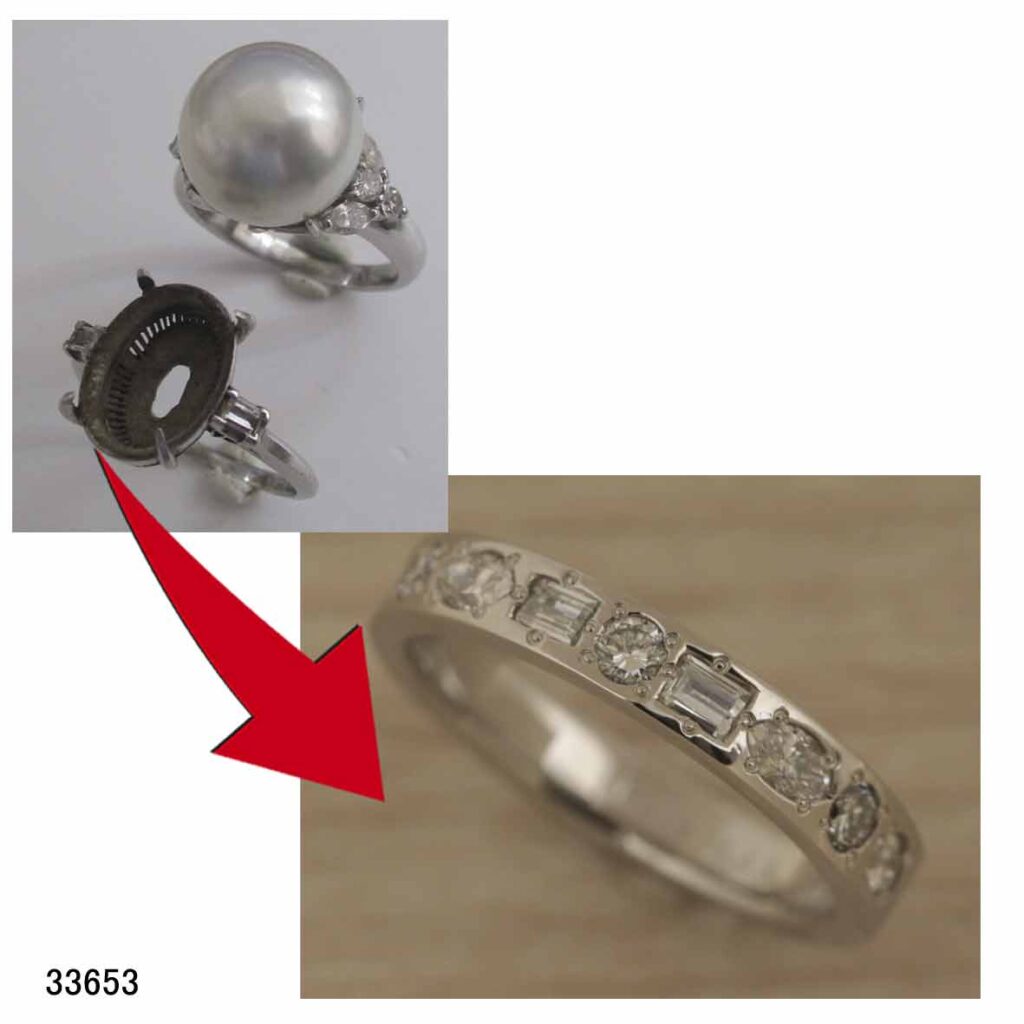 33653Pt角マーキスメレダイヤリングリフォーム