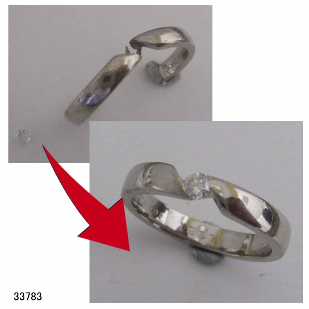 33783K18WGダイヤ結婚指輪切断修理サイズ直し石留