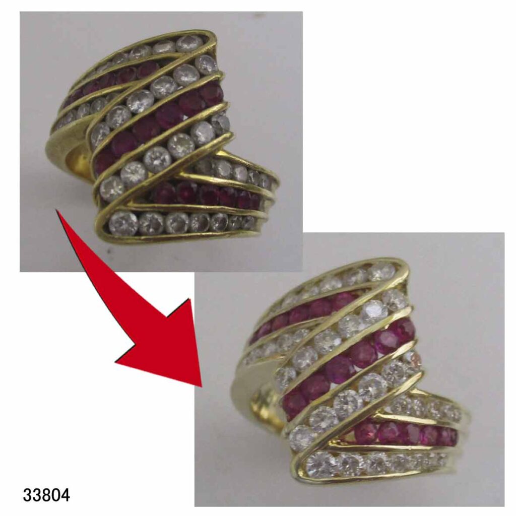 33804K18ルビーダイヤリングサイズ直し