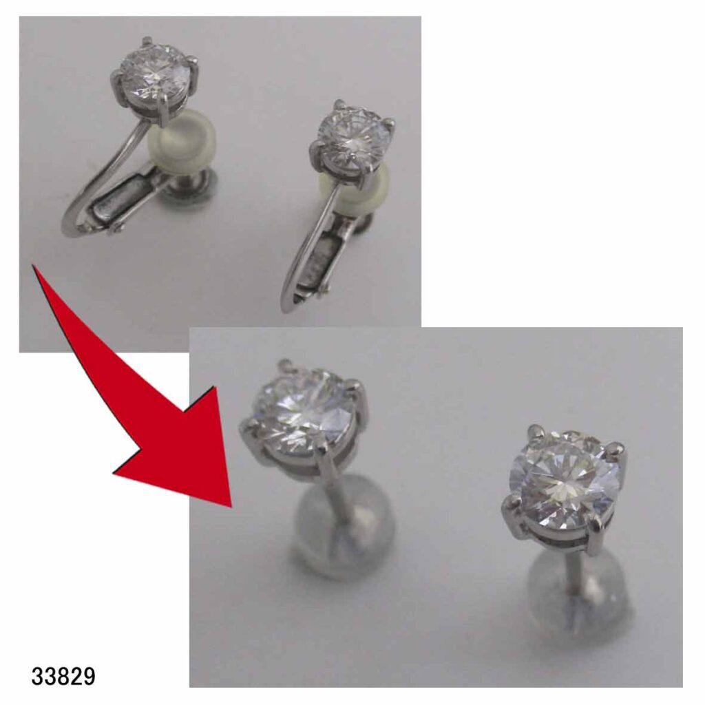 33829Ptダイヤイヤリングピアスリフォーム