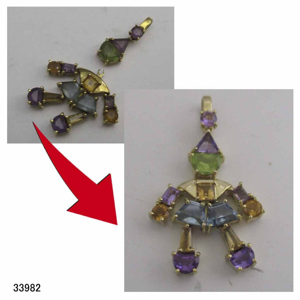 33982K18アメシストペリドットブルートパーズシトリンペンダント修理