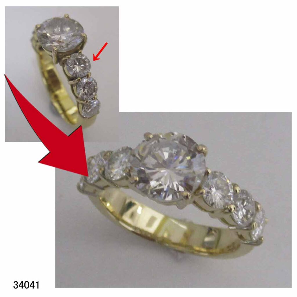 34041K18ダイヤリング爪立てなおし石留修理