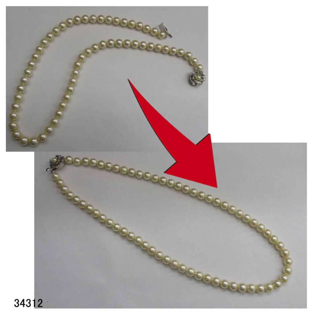 34312真珠ネックレス珠足し延長クリーニング糸替え修理