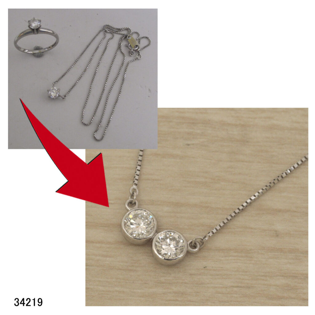 34219Ptダイヤリングプチネックレスリフォーム