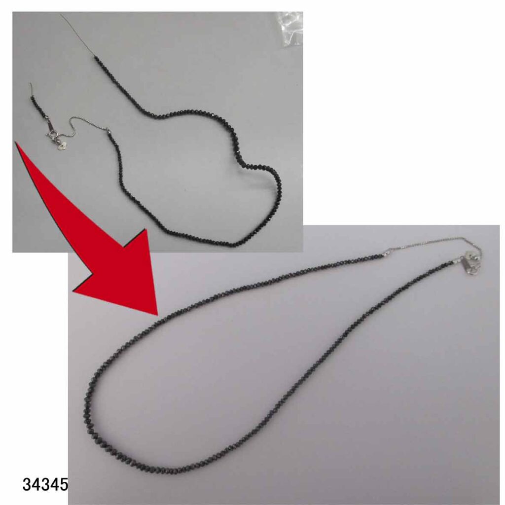 34345K18WGブラックダイヤネックレス切れ直し延長修理