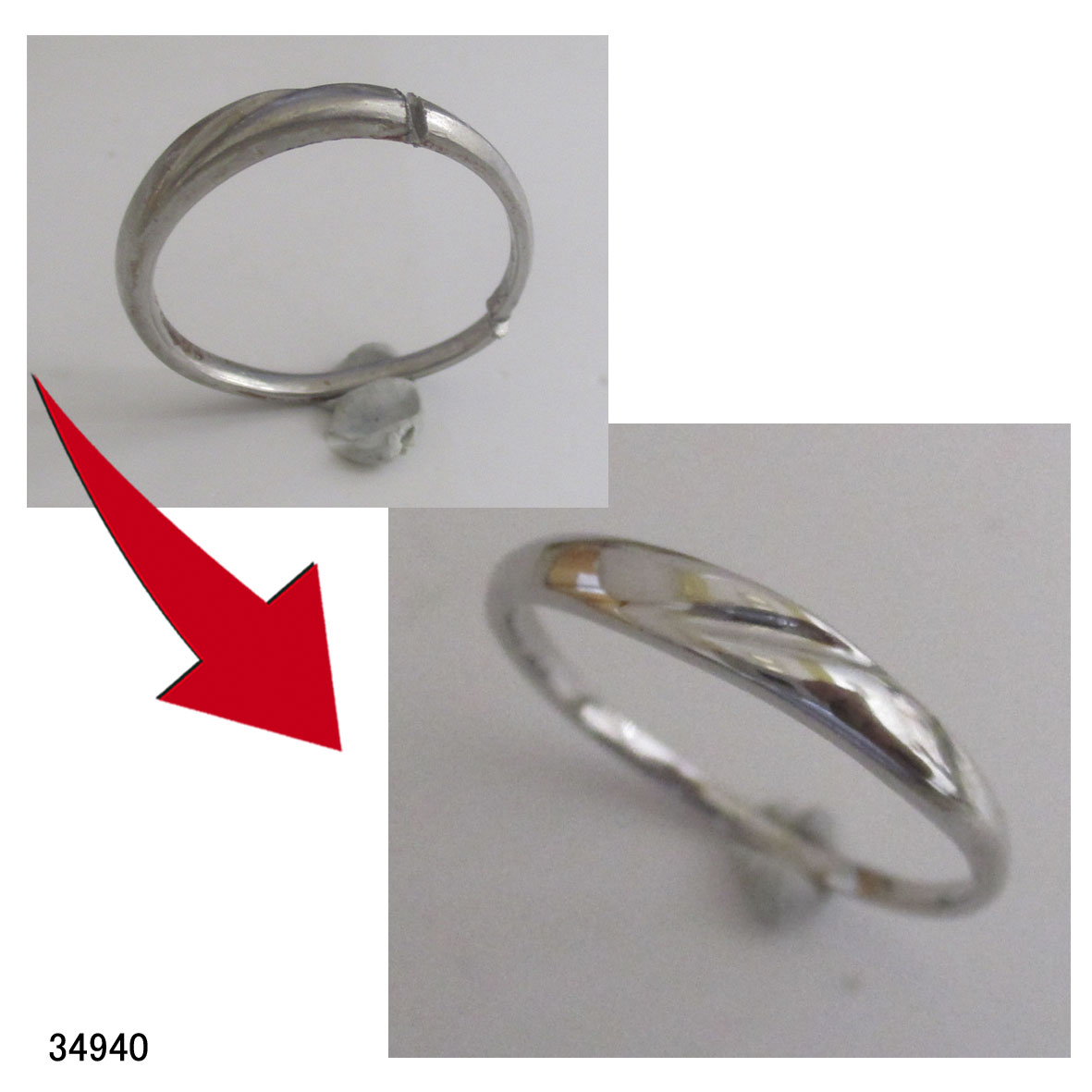 34940Pt585結婚指輪切断修理サイズ直し 34940