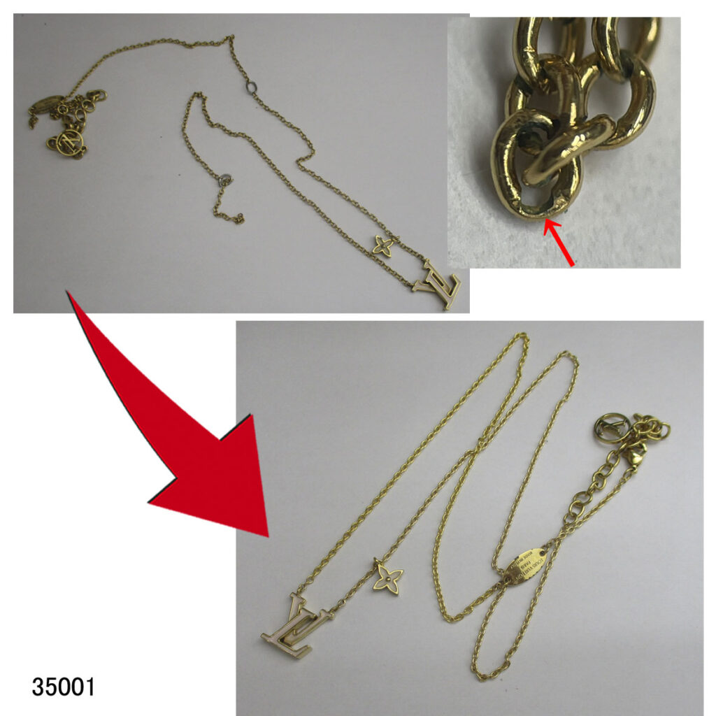 35001金色ルイビトンネックレスチェーン交換修理