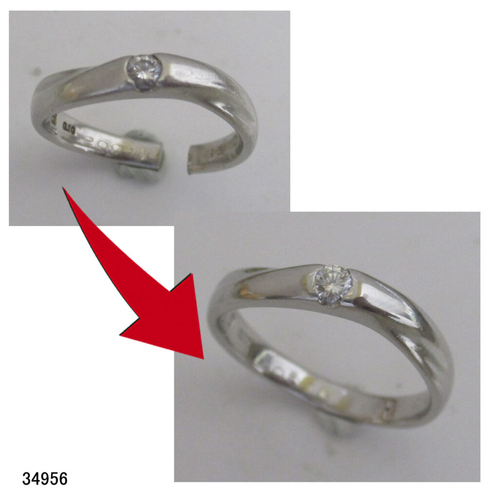 34956Pt1000パイロット社製ダイヤ結婚指輪切断修理サイズ直し
