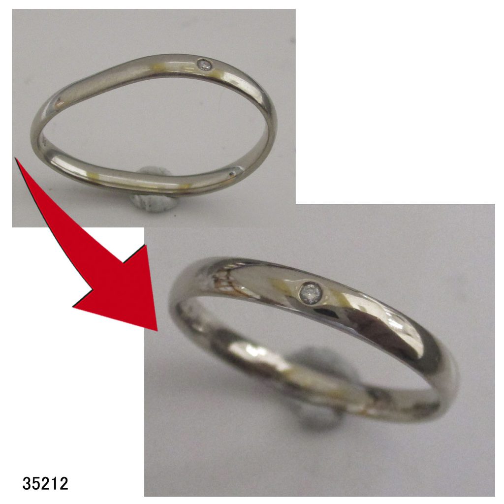 35212ニーシングK18WGダイヤ結婚指輪変形直し