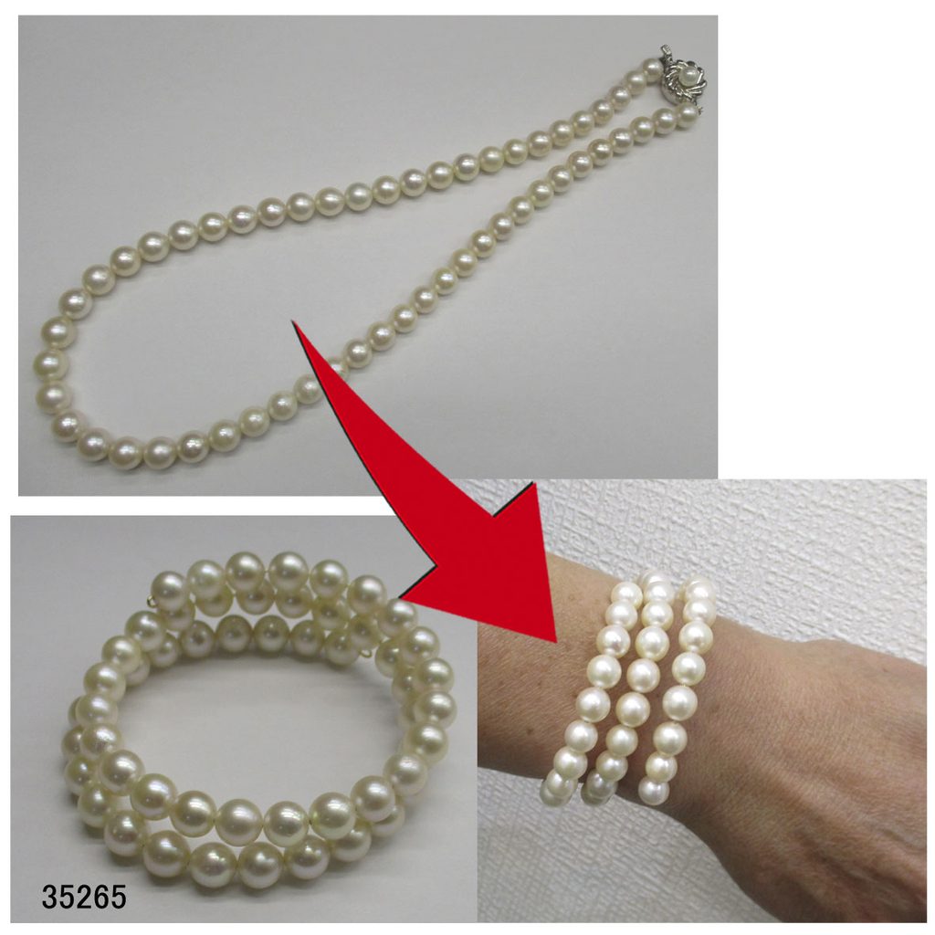 35265真珠ネックレスブレスレットリフォーム